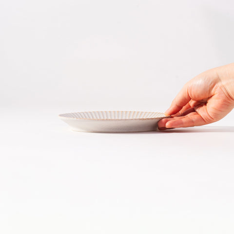 Kachosen Oval Platter With Folding-Fan Pattern Small