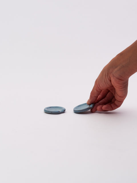 Mino Ware Round Chopstick Rest - Blue