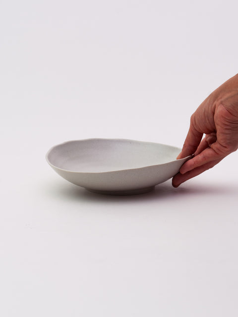 Mino Ware Distorted Round Plate Large - Ivory