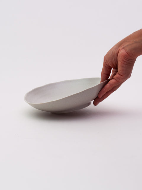 Mino Ware Distorted Round Plate Large - Ivory