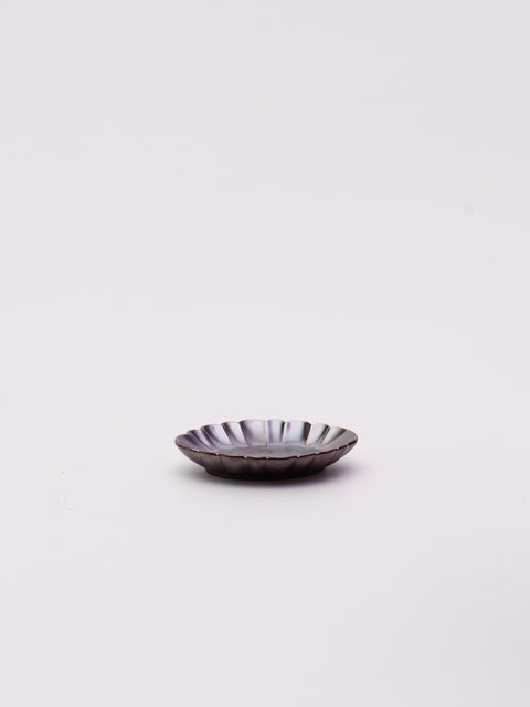 Mino Ware Oval Chrysanthemum Mini Plate Gold & Silver - Silver