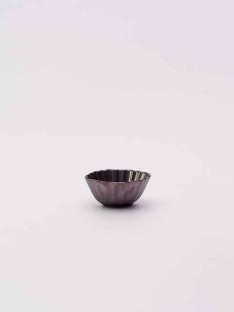 Mino Ware Oval Chrysanthemum Small Bowl Gold & Silver - Silver