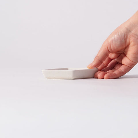 Mino Ware "Obanzai" Mini Plate Rhombus White