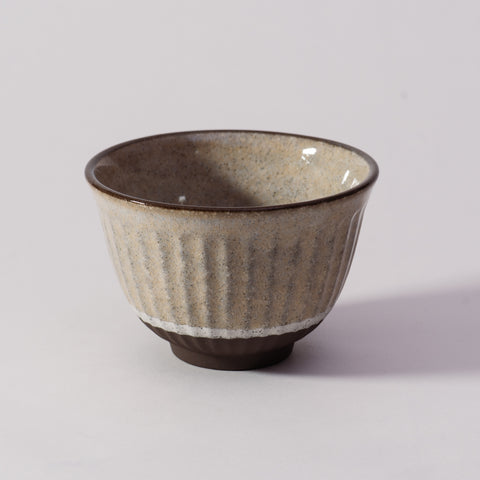 Mino Ware Black Soil Tokusa Rice Bowl