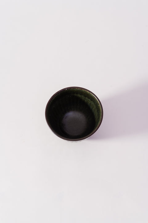Mino Ware Black Soil Tokusa Rice Bowl