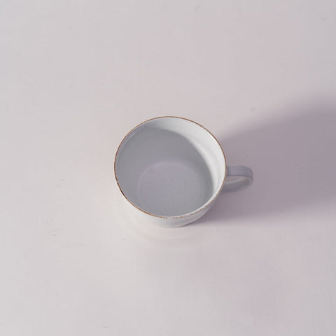 Colored Rim Wide Mug in White, top view